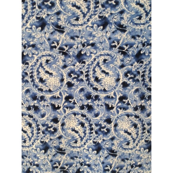 Lauren Ralph Lauren Women's Shirt M Blue/White Paisley Rolled Sleeve Boat Neck - Picture 5 of 14